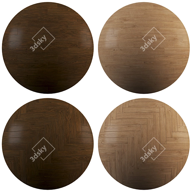 Patterned Parquet Collection: Standard & Herringbone 3D model image 1