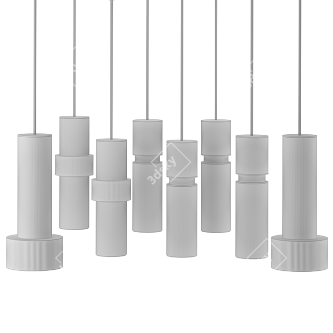 Modern Cylinder Pendant Light Series 3D model image 2