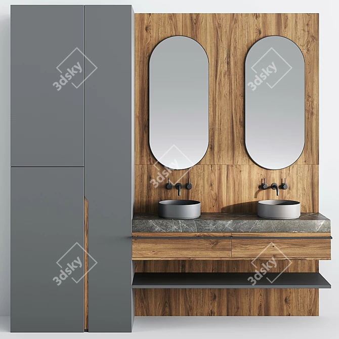 Elegant Bathroom Furniture Set 3D model image 1