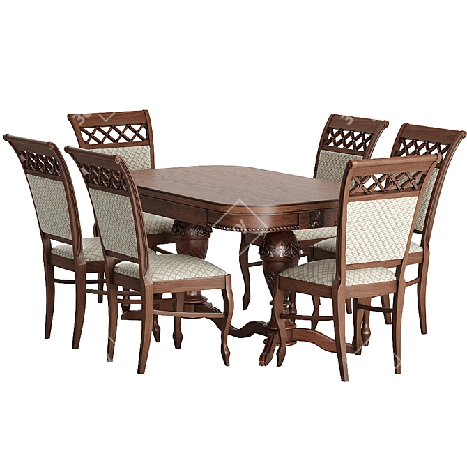 Classic Caesar 3 Dining Set 3D model image 2