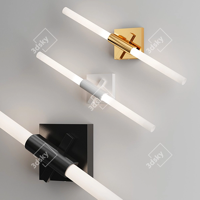 Elegant Double Cylinder Wall Sconce 3D model image 1