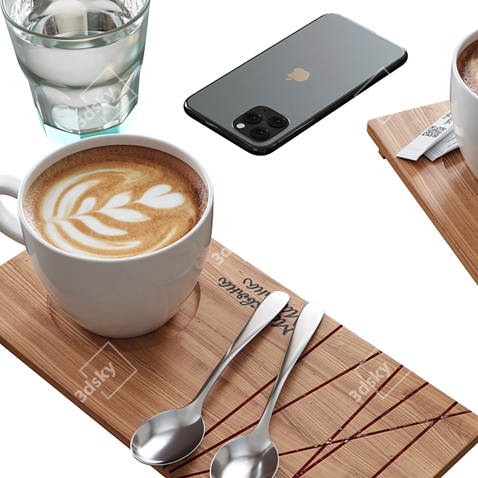 Cafe Table Decor Set | Unique and Stylish 3D model image 5