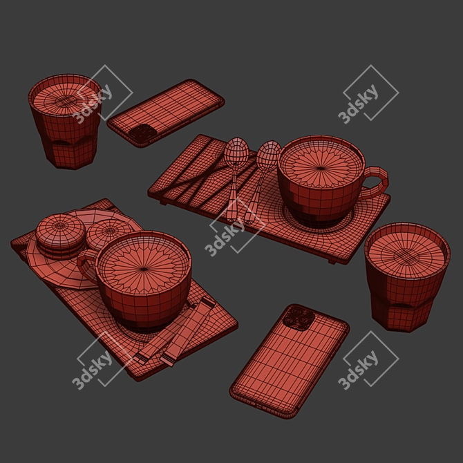 Cafe Table Decor Set | Unique and Stylish 3D model image 7