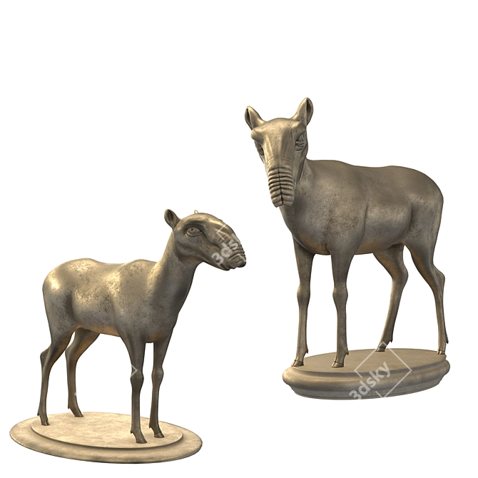 Graceful Saiga Sculptures 3D model image 4