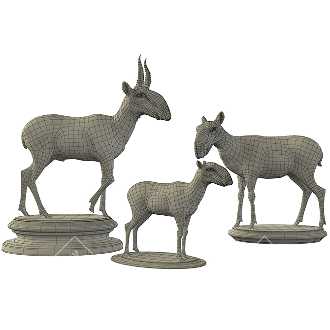 Graceful Saiga Sculptures 3D model image 5