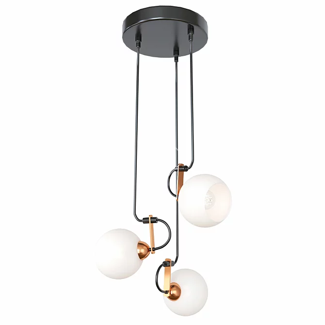 Sleek Black Pendant Lamp 3D model image 2