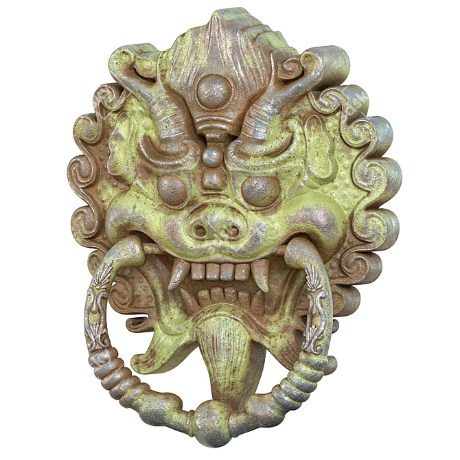 Vintage Oriental Door Knocker 3D model image 3