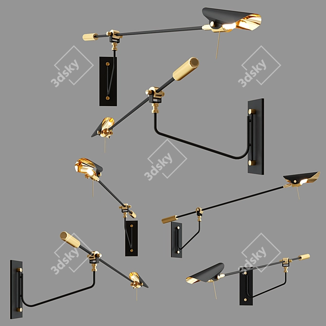 Swing-Arm Bird Wall Lamp 3D model image 3