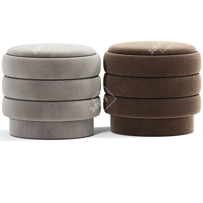 Sofia Ribbed Ottoman Pouf 3D model image 2