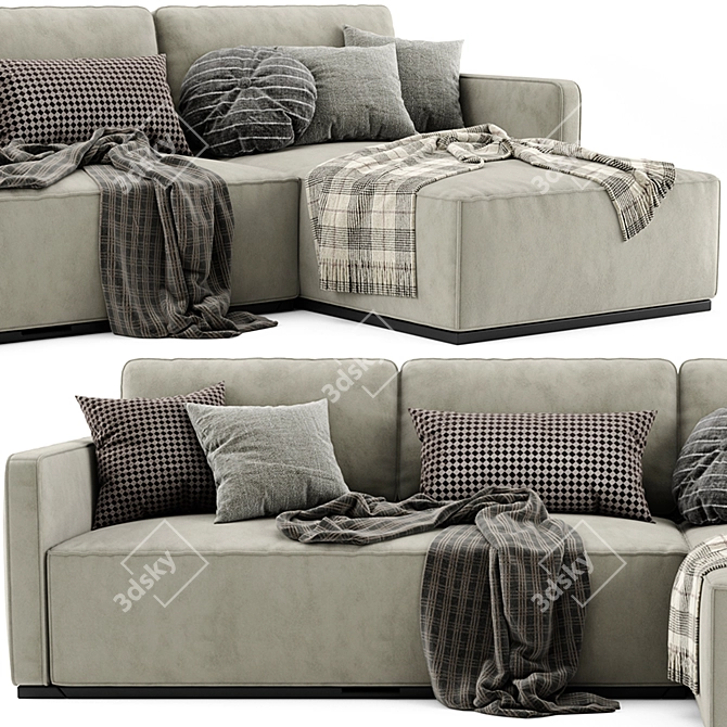 Elegant Blanche Chaise Longue Sofa 3D model image 2