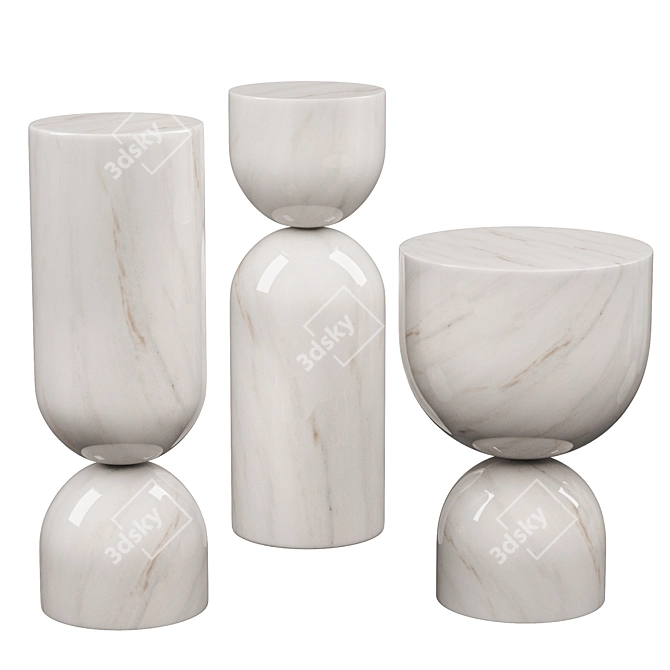 Sé Time Piece: Elegantly Sculpted Marble Side Table 3D model image 2