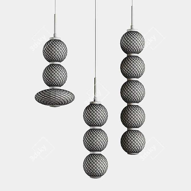 Elegant Glass Pendant Lamp 3D model image 2