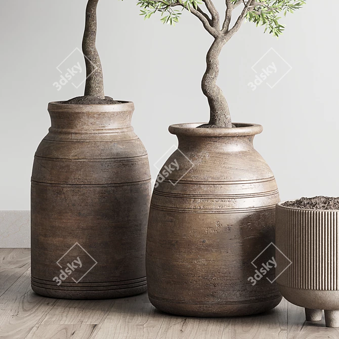 Concrete Wood Collection: Indoor Outdoor Plant Vase 3D model image 3