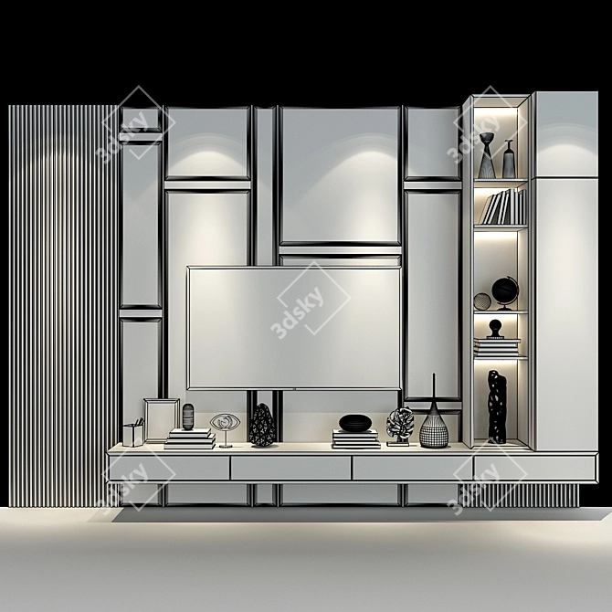 Modern Wood Cabinet 0158 3D model image 2