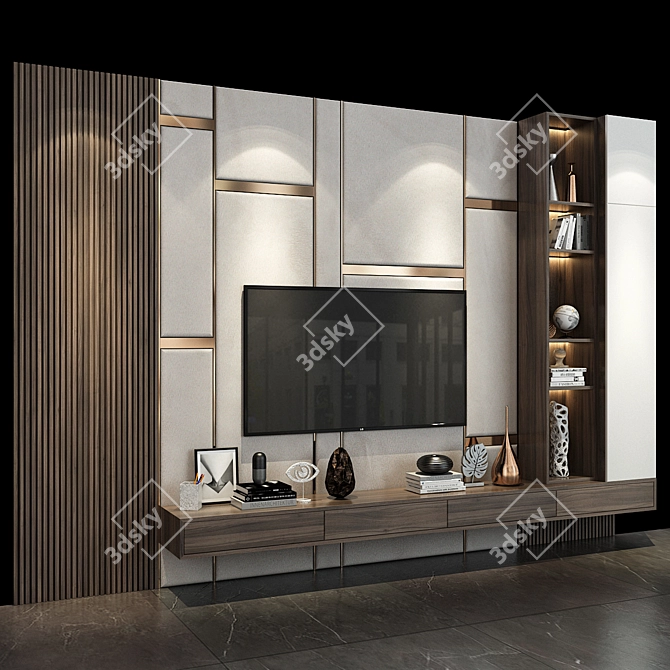 Modern Wood Cabinet 0158 3D model image 3