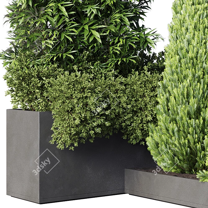 Outdoor Collection: 50 Concrete Vase Pot with Bamboo Tree 3D model image 3