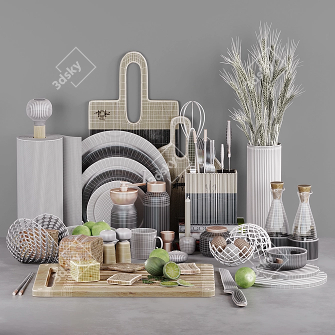 Stylish Kitchen Decor Set 3D model image 4