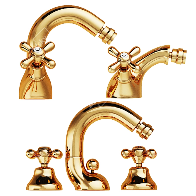 Elevate Your Bidet: Nicolazzi Nuova Brenta Gold Faucets 3D model image 2