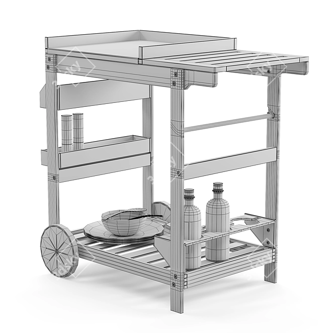 Acaccia Garden Trolley 3D model image 7