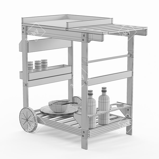 Acaccia Garden Trolley 3D model image 9