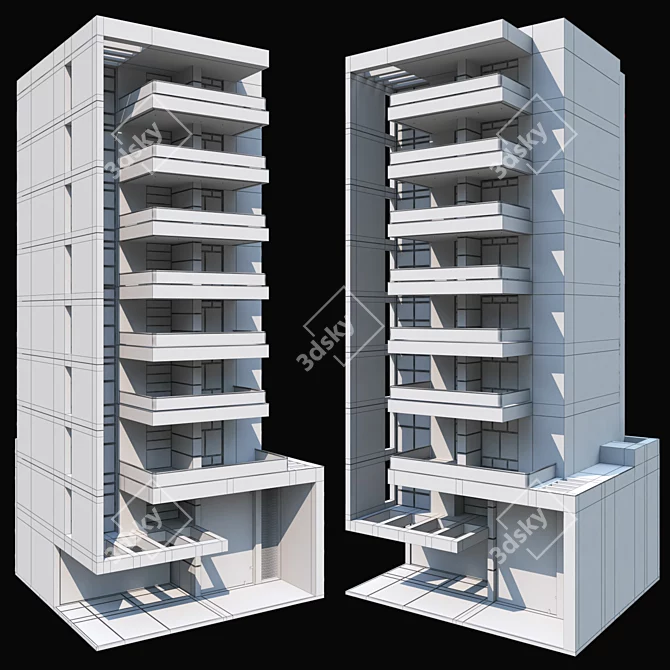 Modern Residential Building Maiorca 3D model image 6