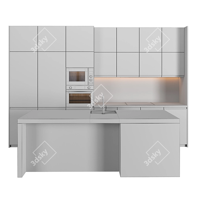 Modern Island Kitchen: High-Quality, Editable Modules 3D model image 4