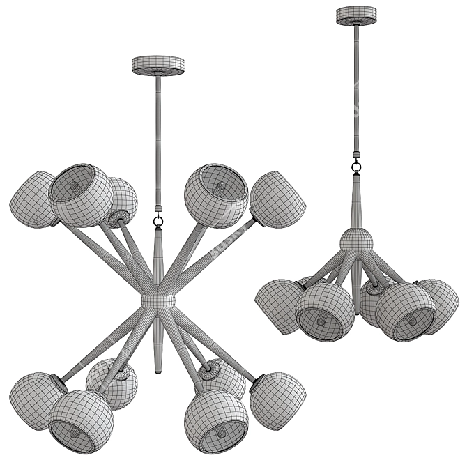 Giotto Burst Walnut Chandelier 3D model image 2