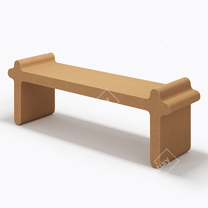 Italian Designer Brown Leather Bench 3D model image 2