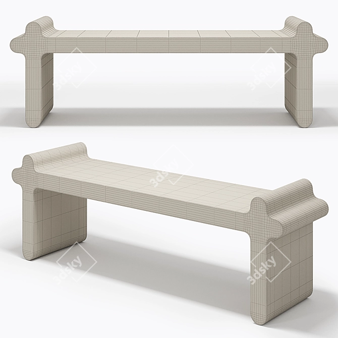 Italian Designer Brown Leather Bench 3D model image 3