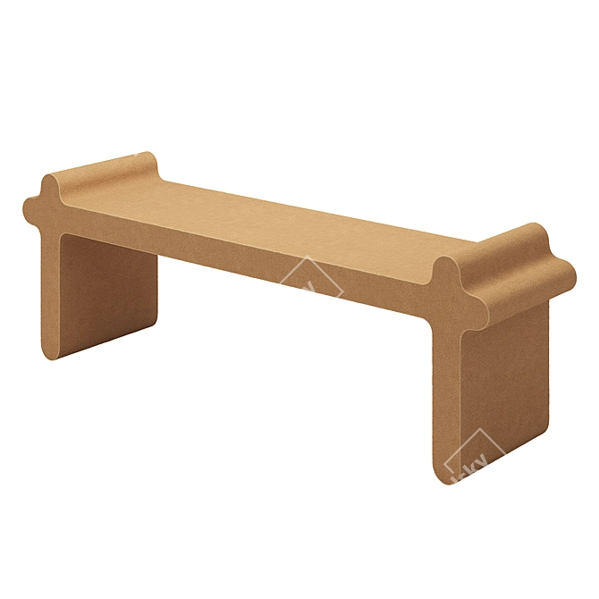 Italian Designer Brown Leather Bench 3D model image 5