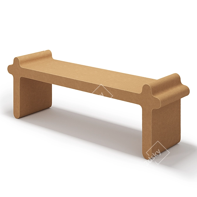 Italian Designer Brown Leather Bench 3D model image 12