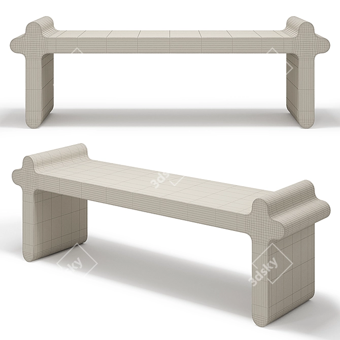 Italian Designer Brown Leather Bench 3D model image 13
