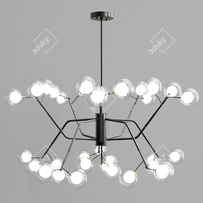 Ethereal Nordic Glass Bubble Chandelier 3D model image 1