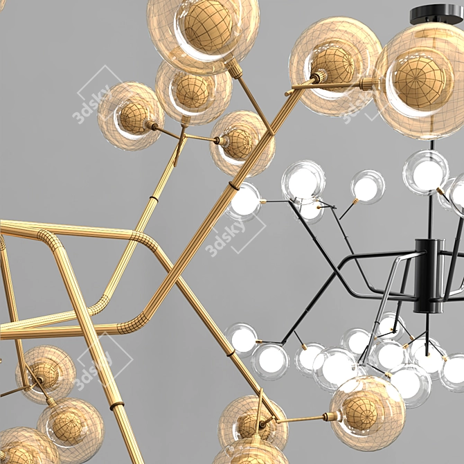 Ethereal Nordic Glass Bubble Chandelier 3D model image 2