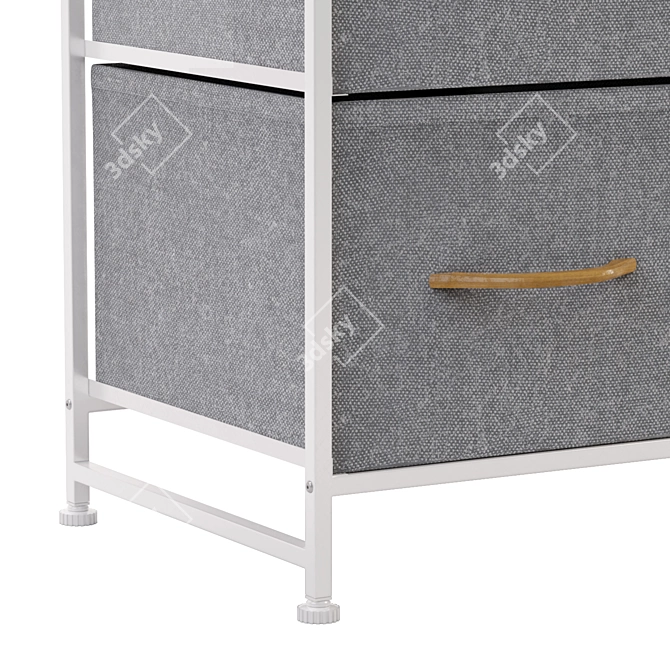 Modern Wood-Top Wide Chest of Drawers 3D model image 3