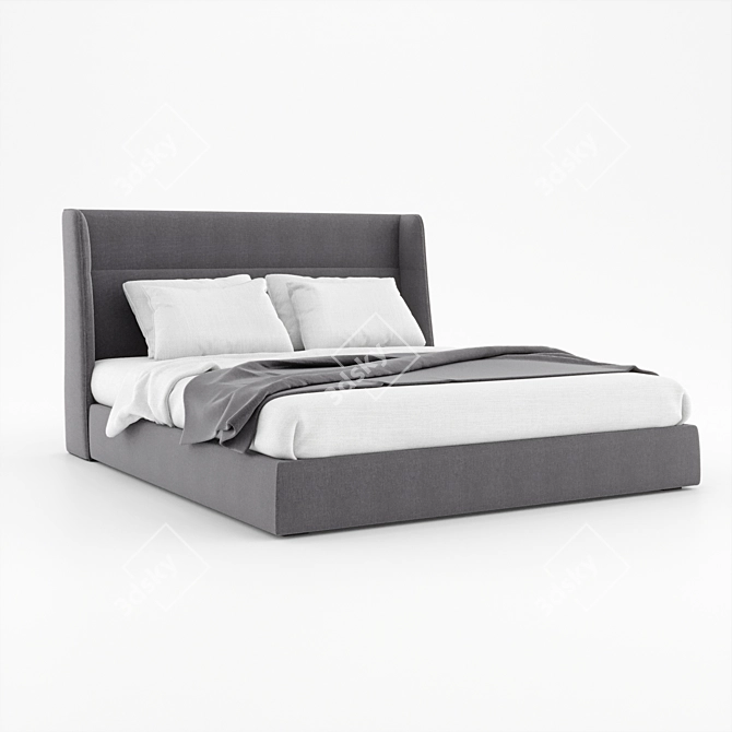 Dallas OM Bed: Sleek & Modern King-Size 3D model image 1