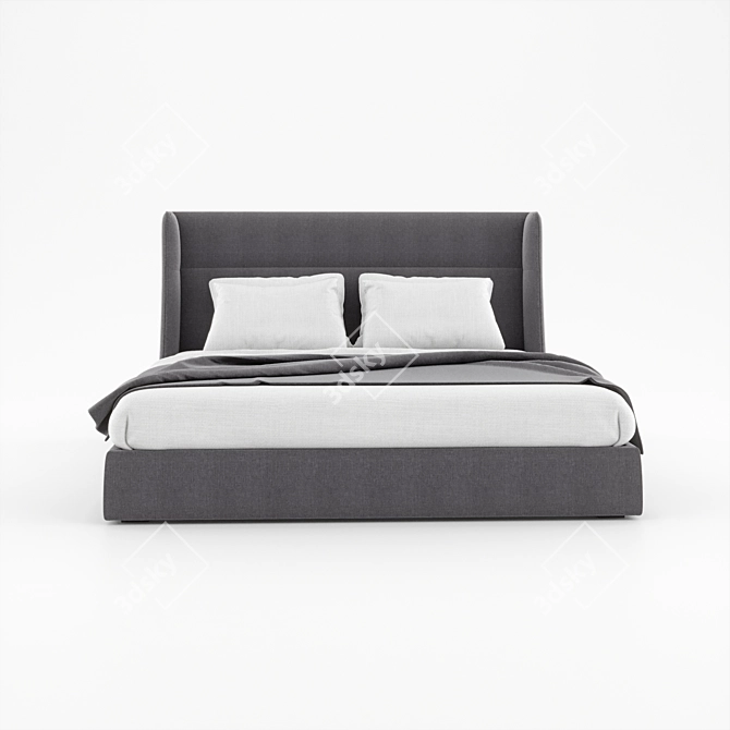 Dallas OM Bed: Sleek & Modern King-Size 3D model image 2