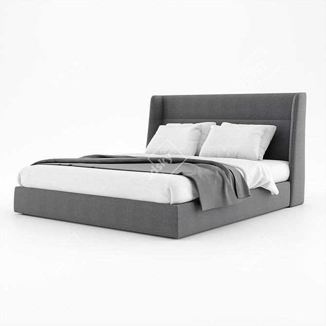 Dallas OM Bed: Sleek & Modern King-Size 3D model image 3
