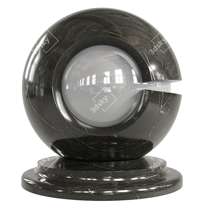 Elegant Dark Marble Finish 3D model image 3