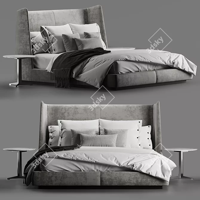 Flexform Midnight Vol2 - Luxurious King Size Bed 3D model image 2