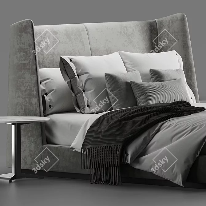 Flexform Midnight Vol2 - Luxurious King Size Bed 3D model image 3