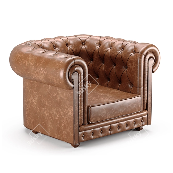 Title: Elegant Leather Chesterfield Chair 3D model image 2