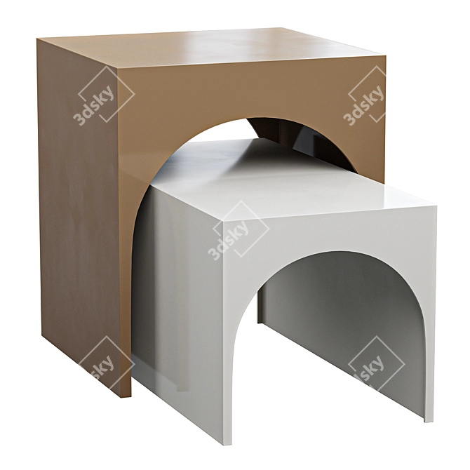 Arch Table: Minimalist Metal Design 3D model image 1