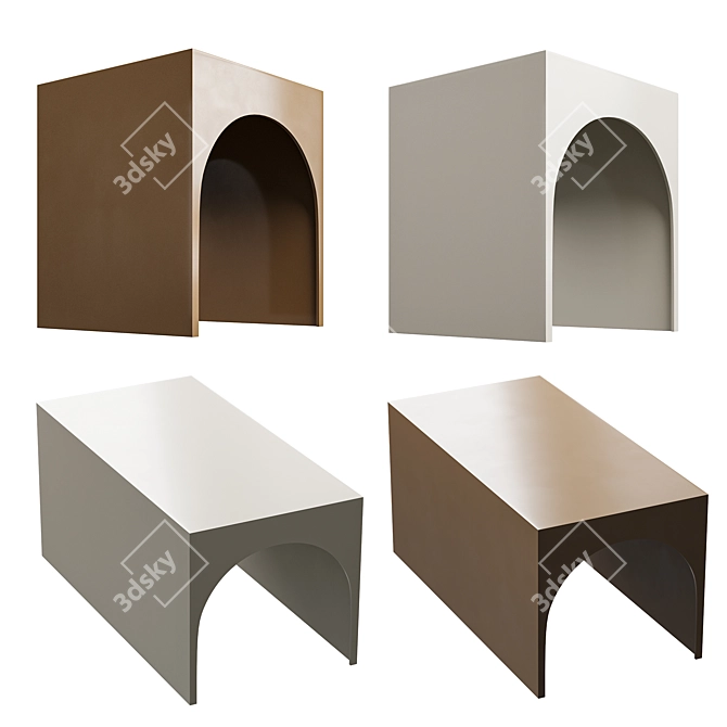 Arch Table: Minimalist Metal Design 3D model image 3