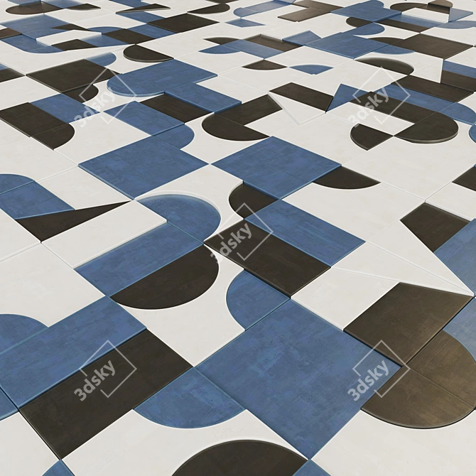 Mutina Puzzle Tile: Geometric Design. 3D model image 2