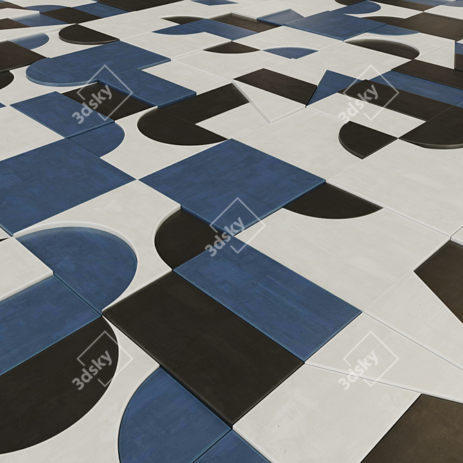 Mutina Puzzle Tile: Geometric Design. 3D model image 5