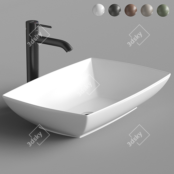 Modern Rectangular Sink: ArtCeram JAZZ JZL002 3D model image 1