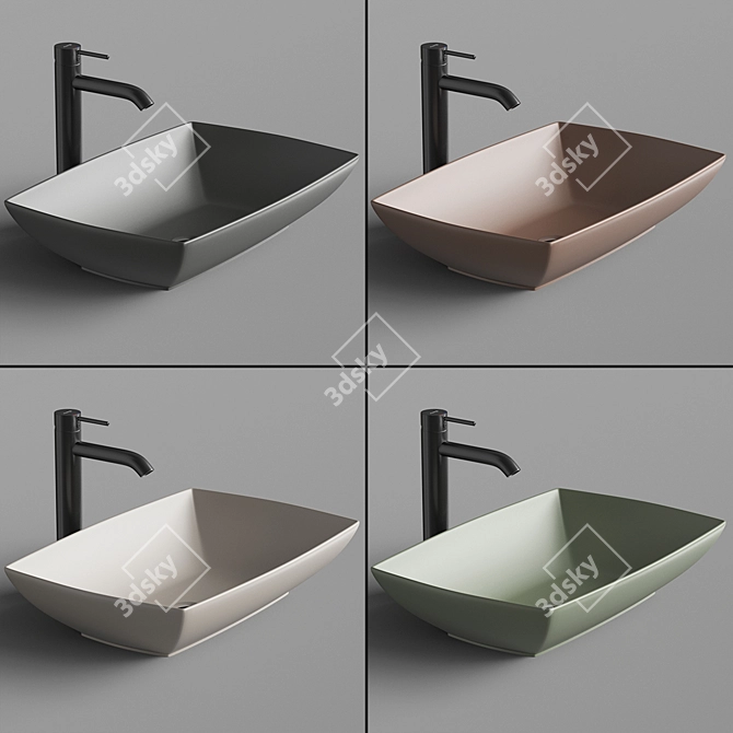 Modern Rectangular Sink: ArtCeram JAZZ JZL002 3D model image 2