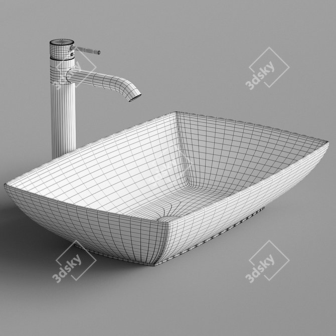 Modern Rectangular Sink: ArtCeram JAZZ JZL002 3D model image 4