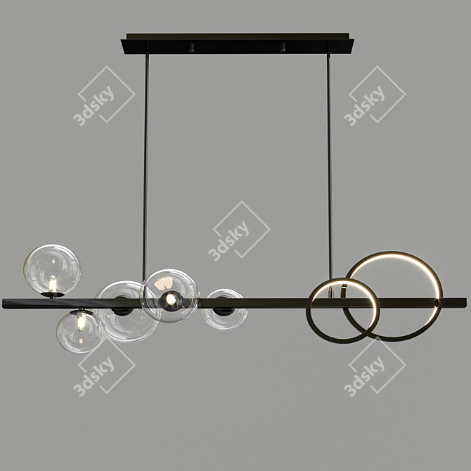 Sleek Modern Chandelier Pendant 3D model image 2